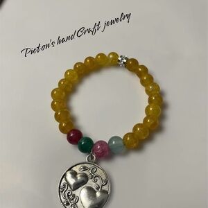 Silver and Yellow Bracelet with Celestial Charm.Customized!@Pictonshandcraft